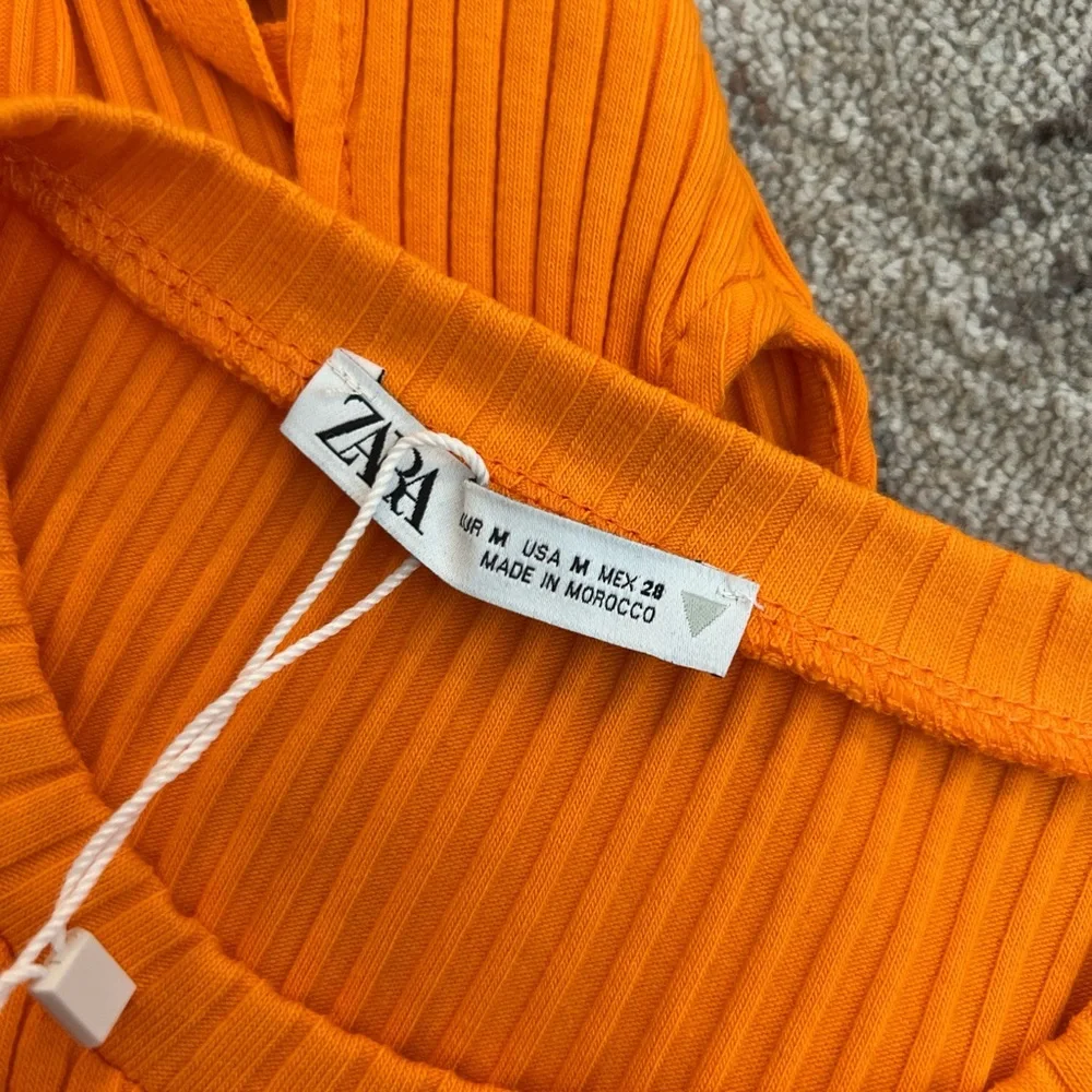 Zara Orange Open Tie Back Tank Top New Medium - Picture 3 of 3